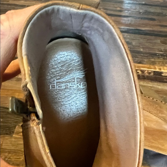 Dansko Sarah Chestnut/Tan Leather Clog-Style Ankle Booties - Picture 7 of 8